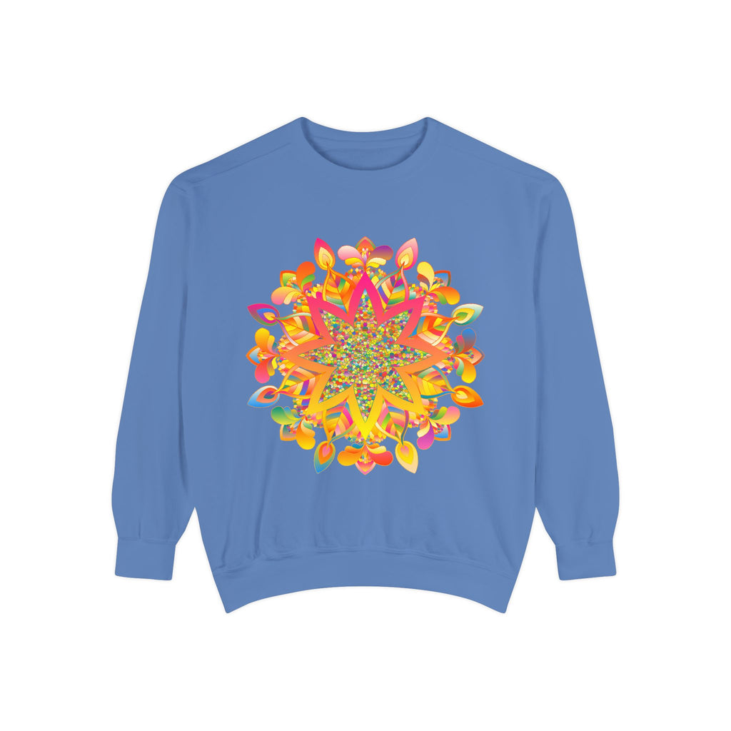 Colorful mandala sweatshirt with intricate pattern design for women's fashion