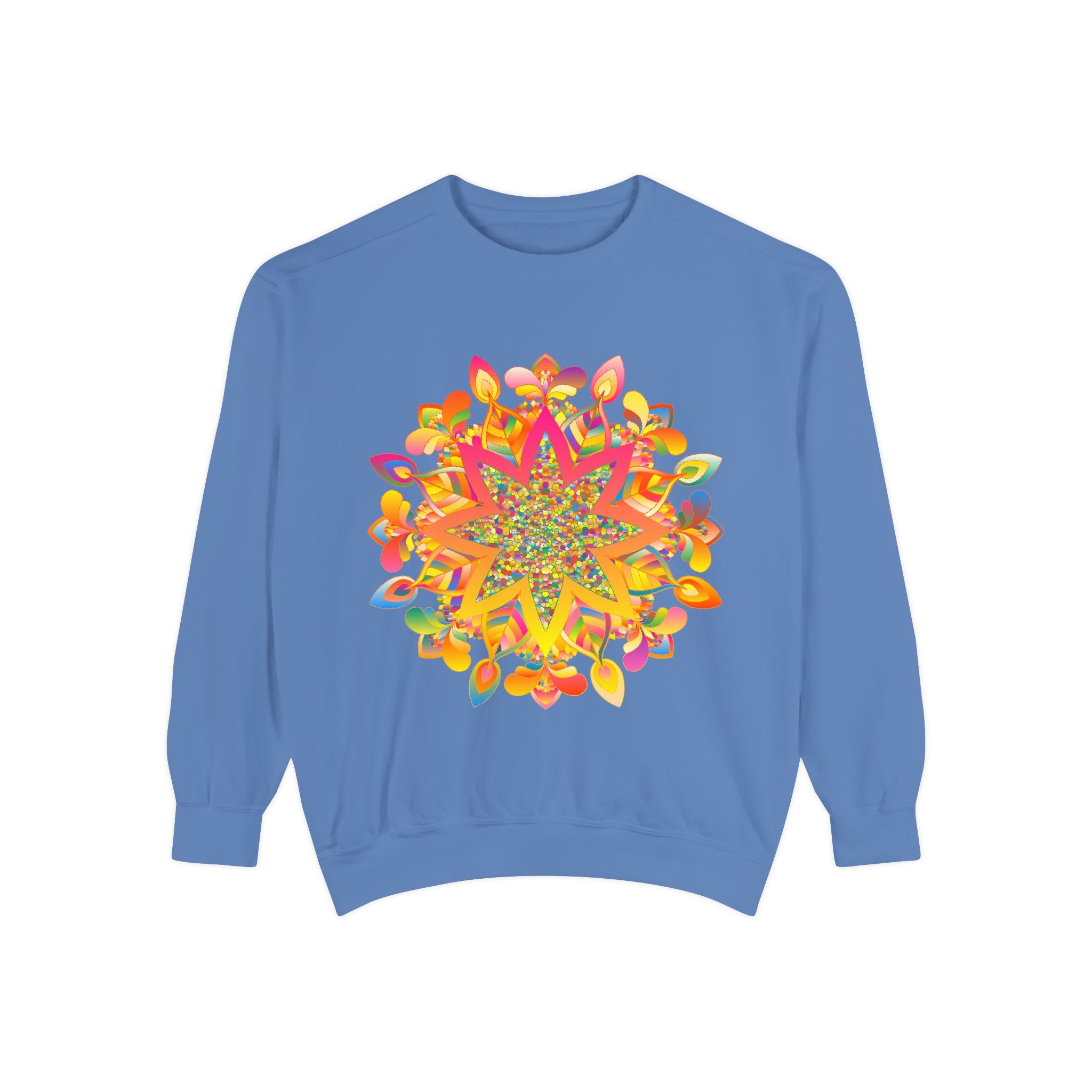 Colorful mandala sweatshirt with intricate pattern design for women's fashion