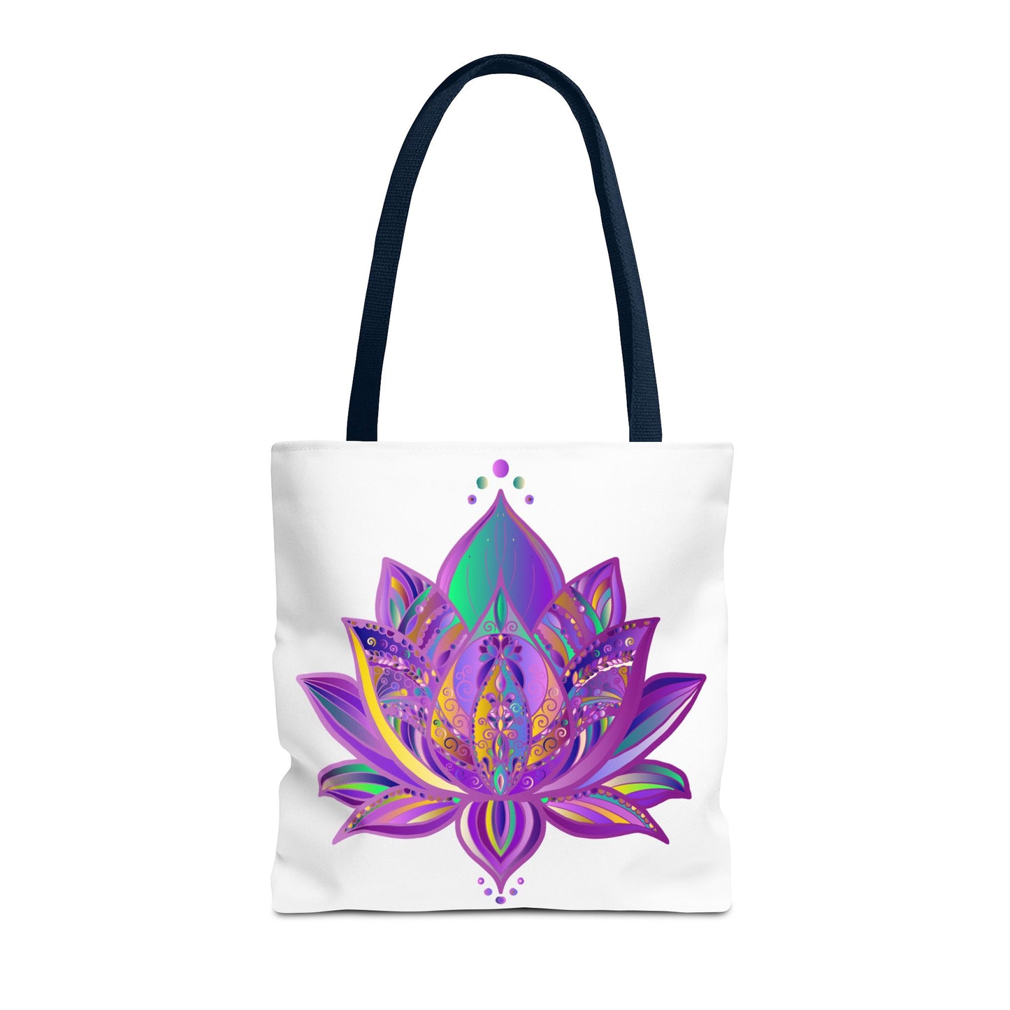 Beautiful Mandala Lotus Tote Bag in vibrant colors with intricate design