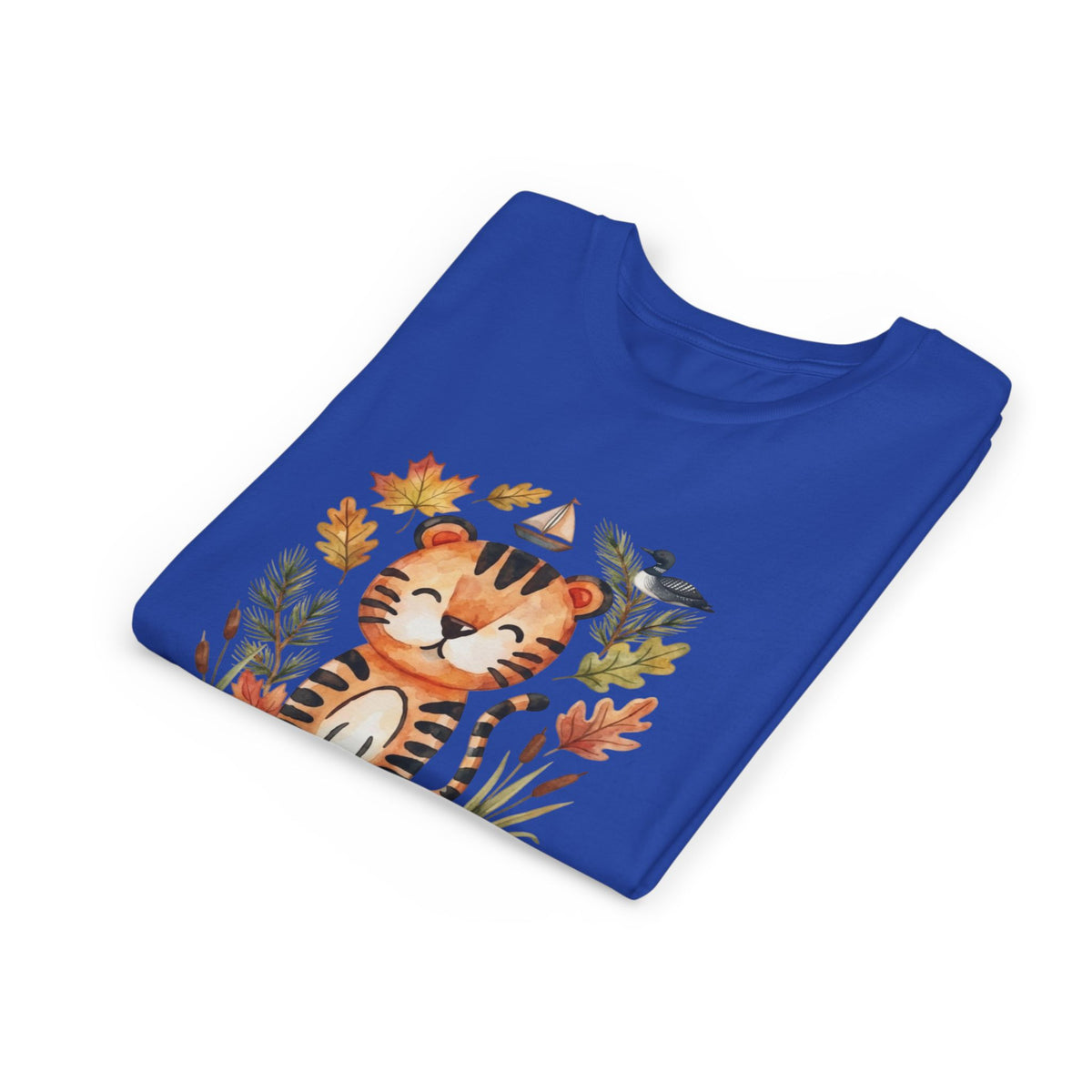 Kids Tiger Lake Ontario Tee — Watercolor Autumn Sailboat & Leaves Youth Short Sleeve Tee