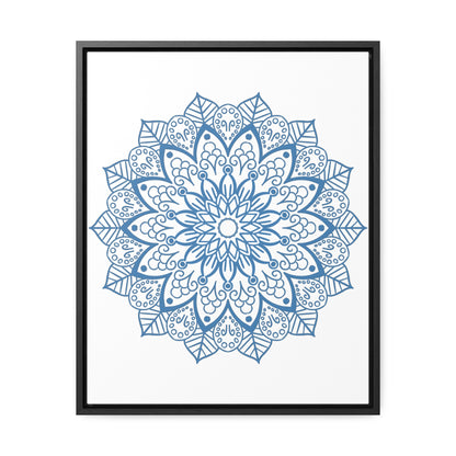 Mandala Handmade Art featuring a beautiful steel blue design, perfect for gallery canvas wraps and vertical framing