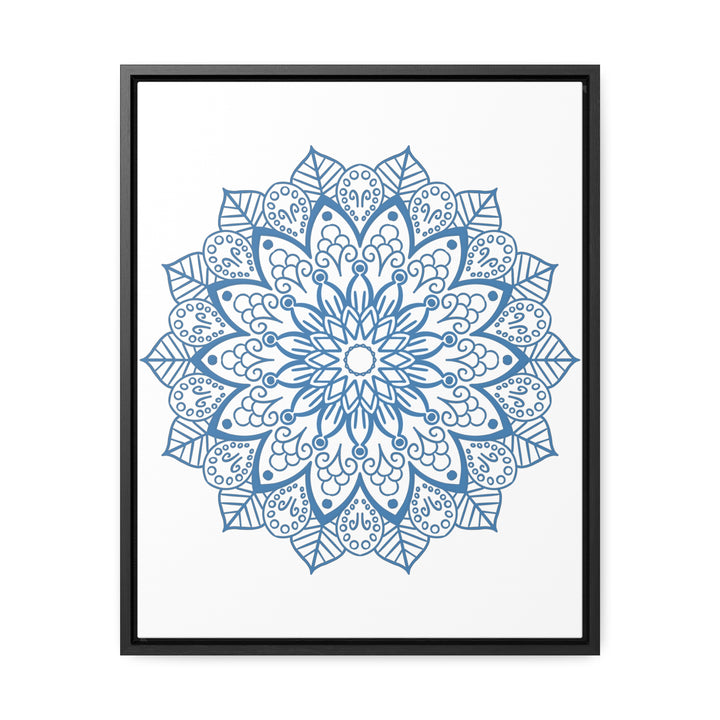 Mandala Handmade Art featuring a beautiful steel blue design, perfect for gallery canvas wraps and vertical framing