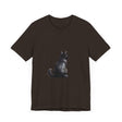 Black Cat Mystery - T-Shirt: A black t-shirt featuring a mysterious black cat design