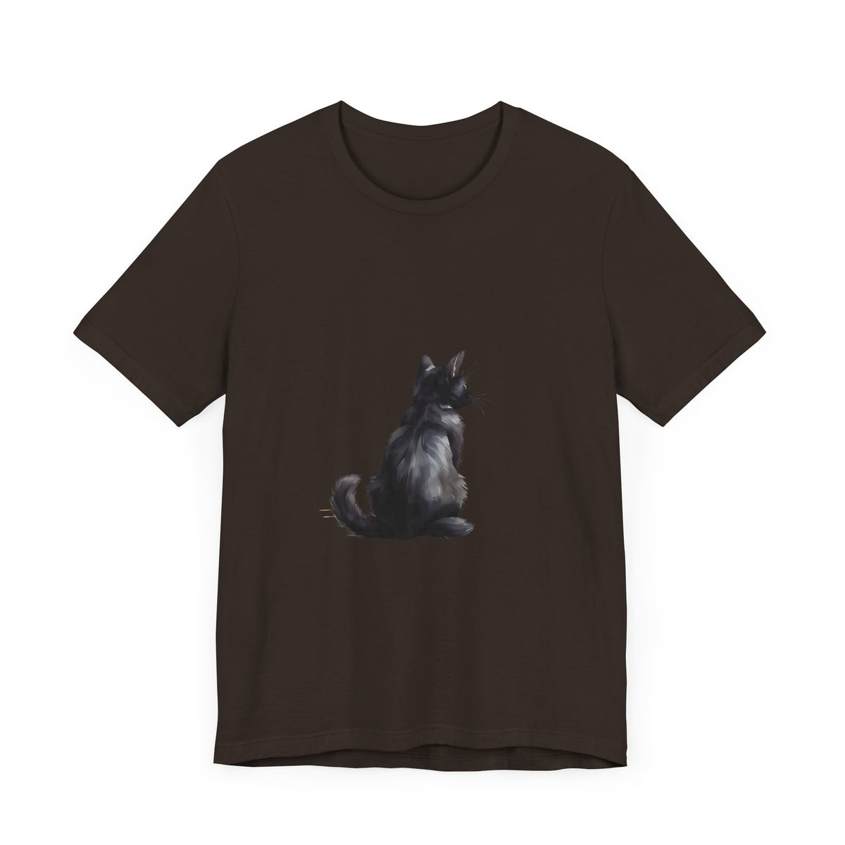 Black Cat Mystery - T-Shirt: A black t-shirt featuring a mysterious black cat design