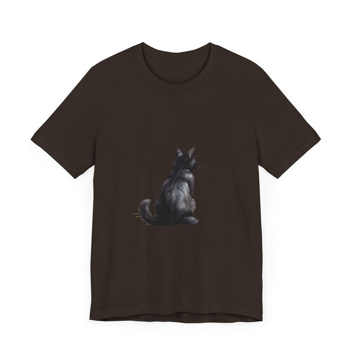 Black Cat Mystery - T-Shirt: A black t-shirt featuring a mysterious black cat design