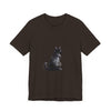 Black Cat Mystery - T-Shirt: A black t-shirt featuring a mysterious black cat design