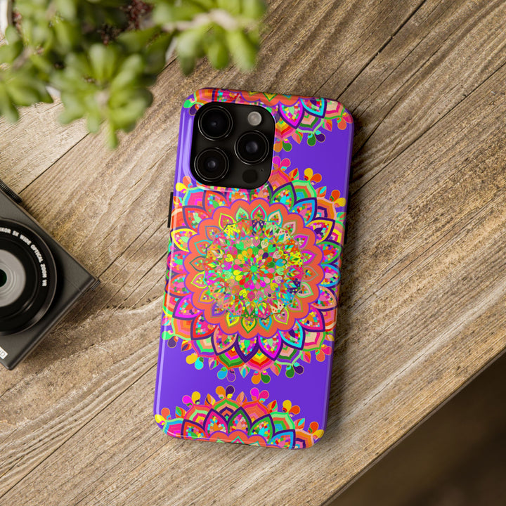 Beautiful hand-drawn purple mandala art phone case, perfect for protecting your device with style and elegance