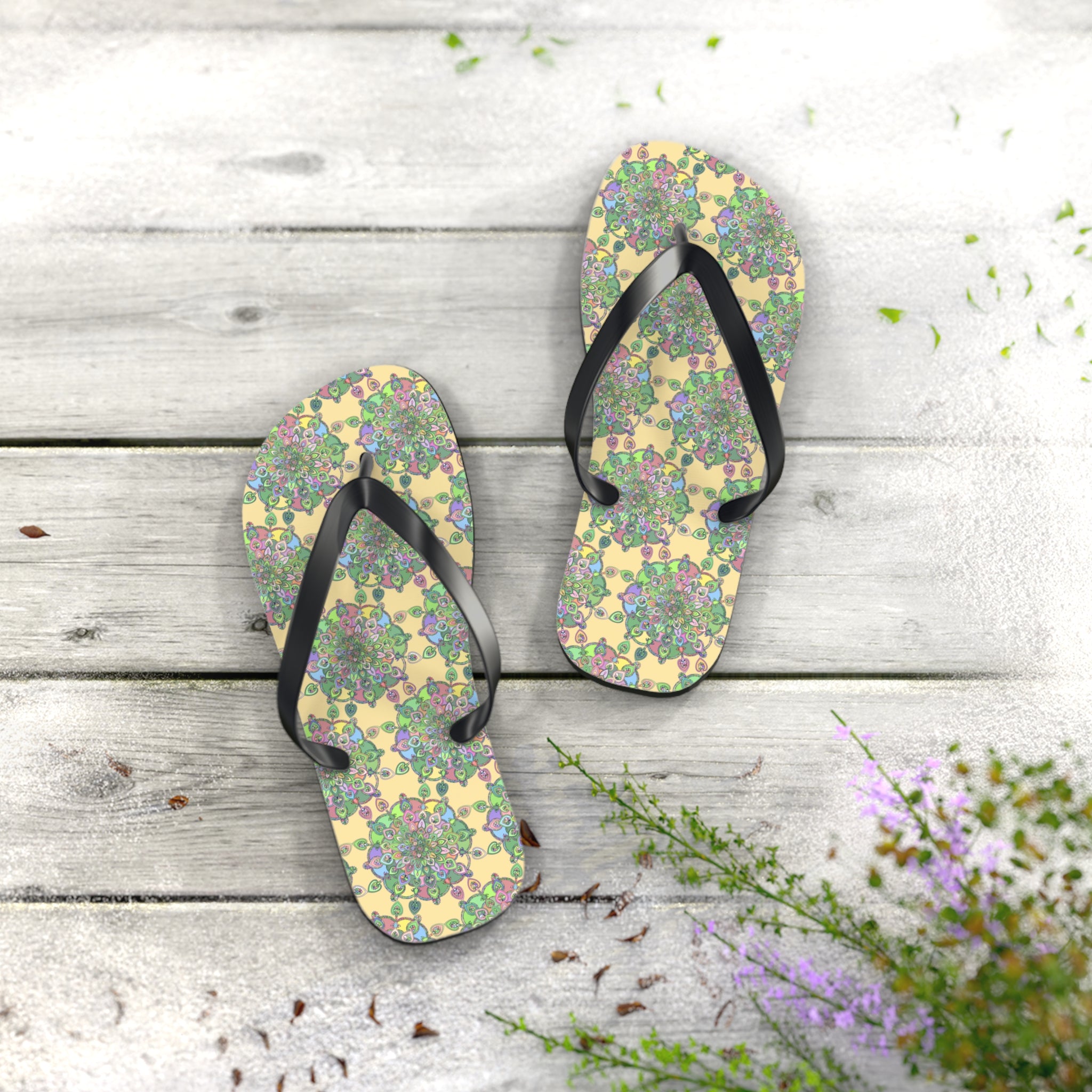 Colorful Floral Flip Flops, Summer Beach Footwear, Casual Sandals, Gift for Vacation, Boho Style