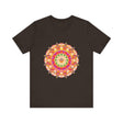 A close-up image of the Vibrant Mandala T-Shirt, featuring a colorful and intricate design with vibrant hues and intricate patterns, perfect for adding a pop of color and style to your wardrobe
