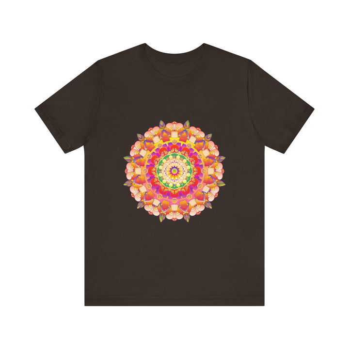 A close-up image of the Vibrant Mandala T-Shirt, featuring a colorful and intricate design with vibrant hues and intricate patterns, perfect for adding a pop of color and style to your wardrobe