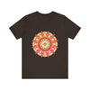 A close-up image of the Vibrant Mandala T-Shirt, featuring a colorful and intricate design with vibrant hues and intricate patterns, perfect for adding a pop of color and style to your wardrobe