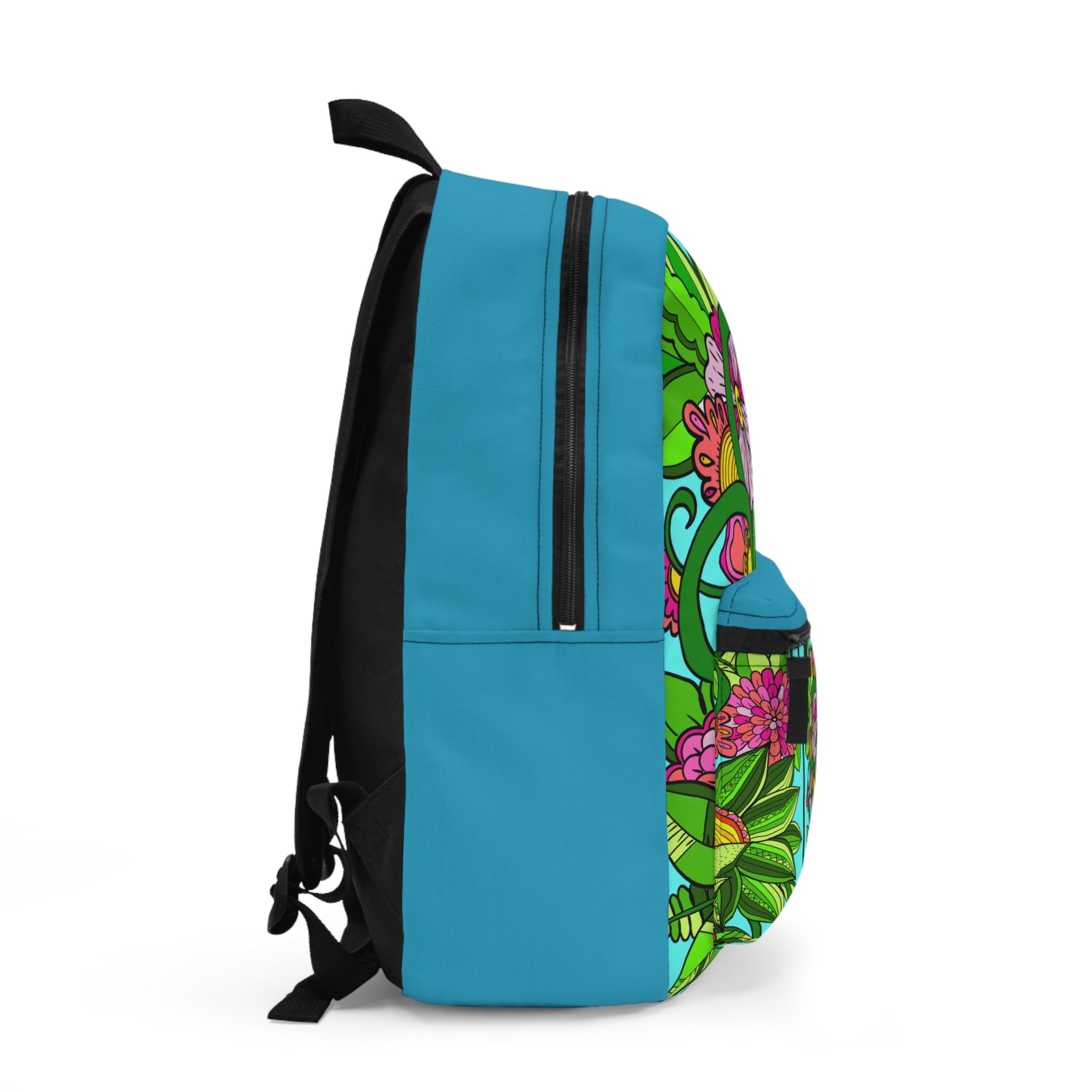 Floral Adventure Backpack in Bright Turquoise and Pink Tones