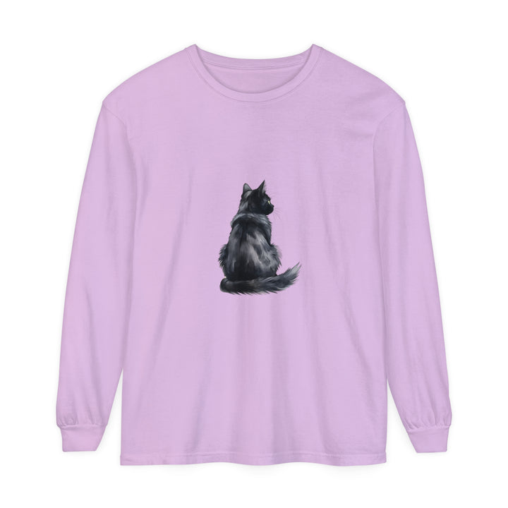 Black Cat Watercolor Long Sleeve T-Shirt - Women's Fashion Apparel