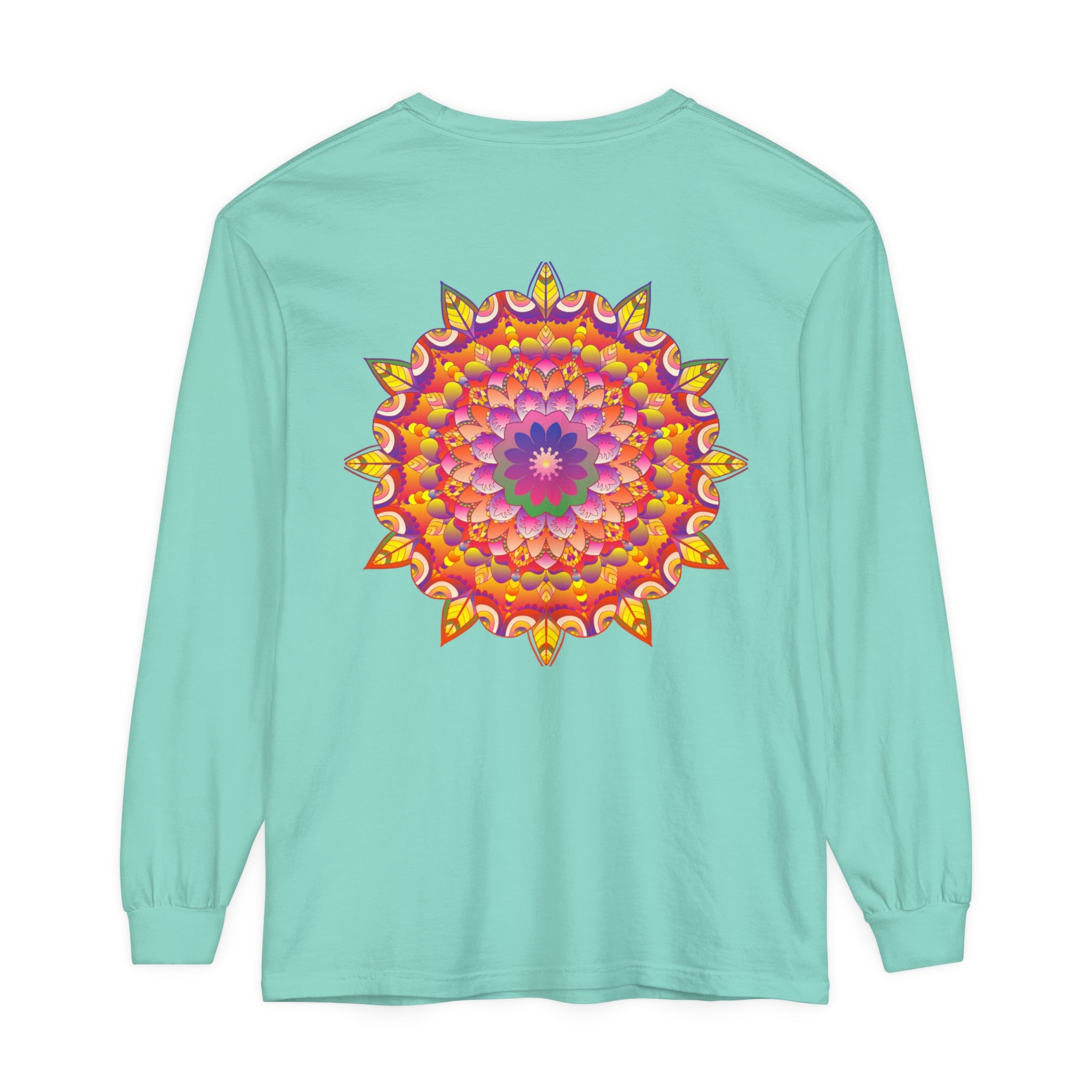 Colorful and intricate mandala design long sleeve t-shirt for both men and women