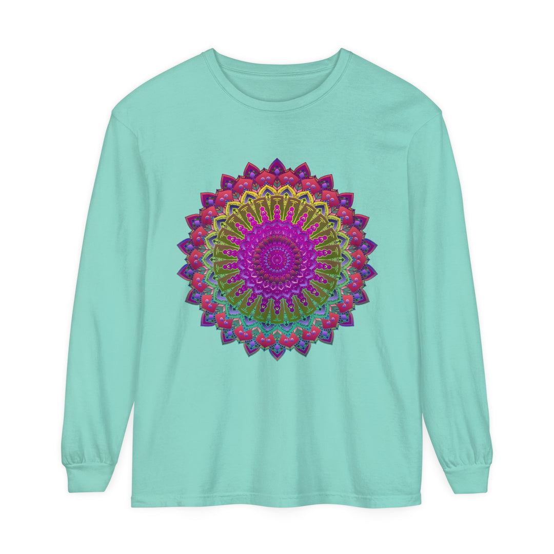 Vibrant Mandala Unisex Long Sleeve T-Shirt Made from High-Quality Material