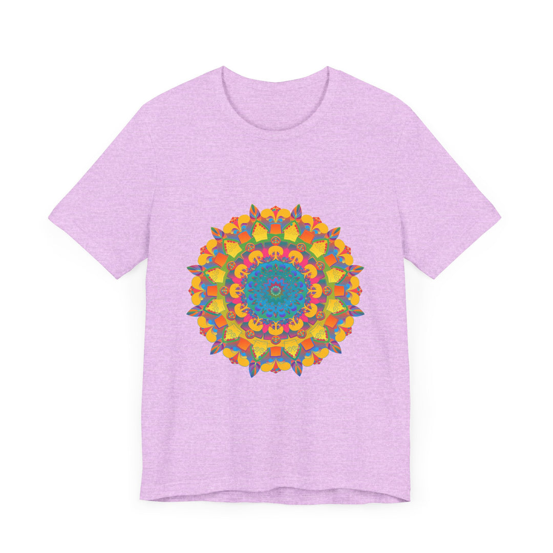 Vibrant Mandala Tee featuring a colorful and intricate geometric design for a unique and eye-catching fashion statement