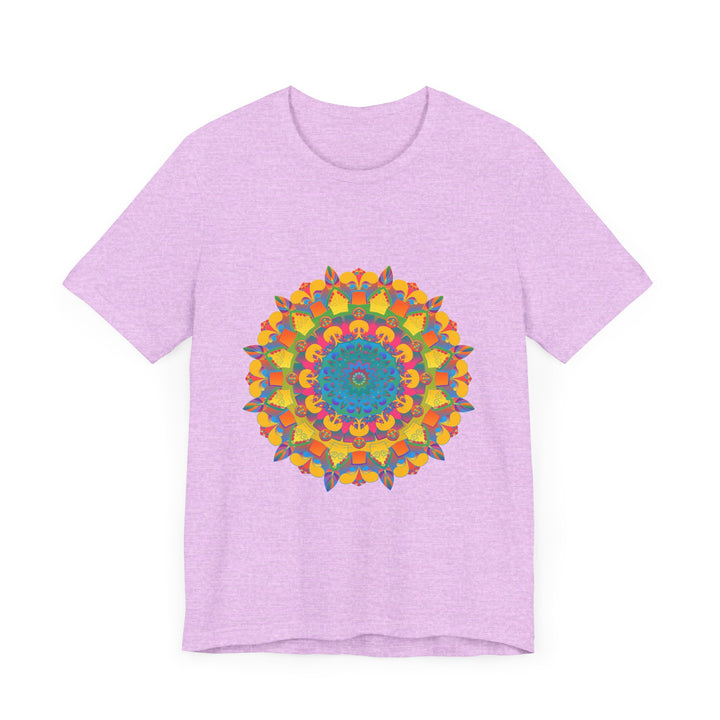 Vibrant Mandala Tee featuring a colorful and intricate geometric design for a unique and eye-catching fashion statement