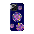 A stylish and durable phone case featuring hand-drawn mandala art in shades of purple, designed to be shock absorbent for maximum protection