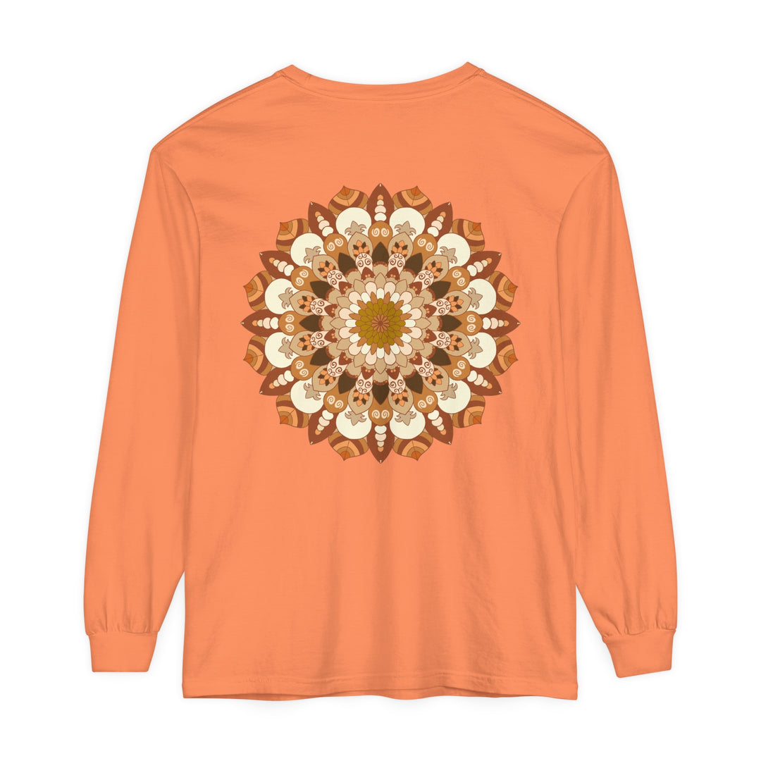 Intricate Mandala Unisex Long Sleeve T-Shirt featuring intricate mandala design in vibrant colors for men and women