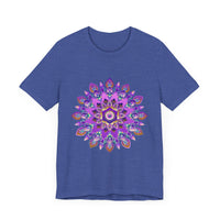 Beautiful purple and gold mandala tee featuring intricate spiritual art design