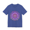 Beautiful purple and gold mandala tee featuring intricate spiritual art design