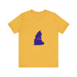 A close-up image of a black cat mystery themed t-shirt with vibrant and colorful design, perfect for cat lovers and mystery enthusiasts