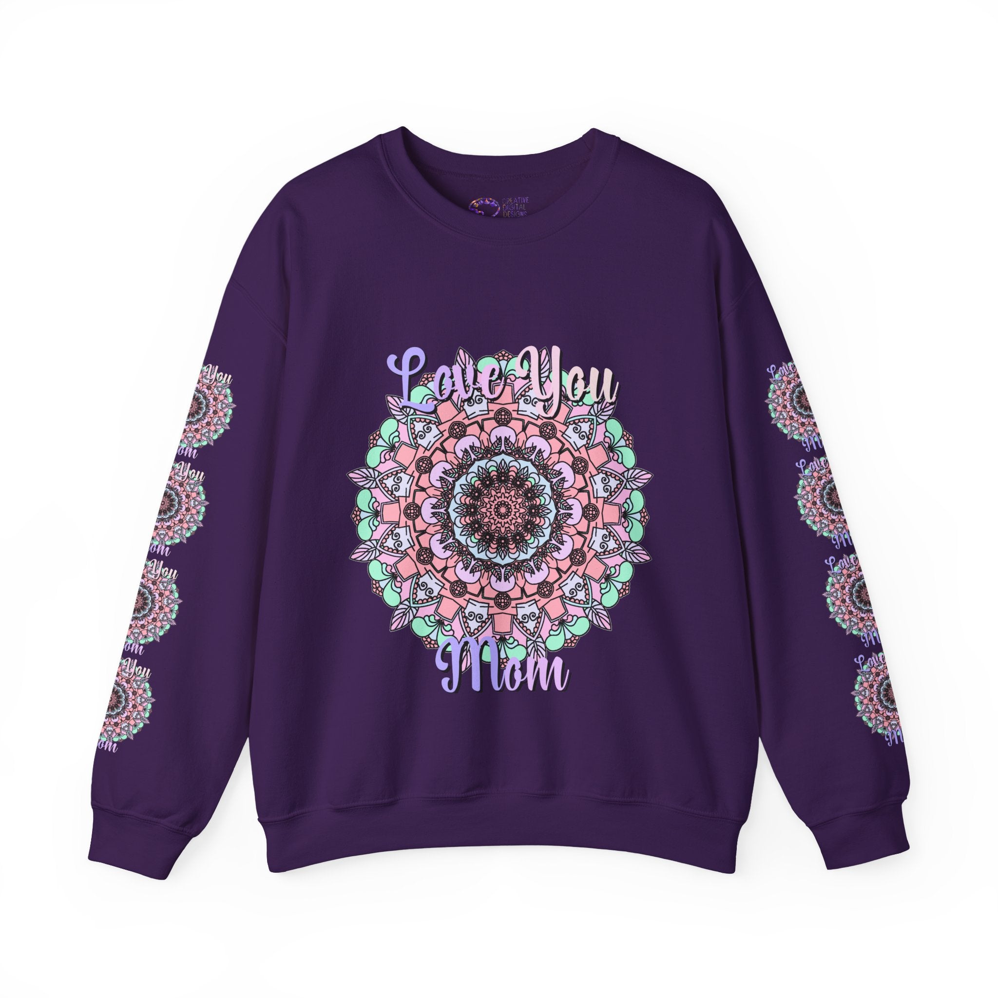 Mandala Inspired Crewneck Sweatshirt for Moms in Soft Pastels