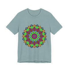 Vibrant and colorful mandala tee featuring cosmic and interconnected design