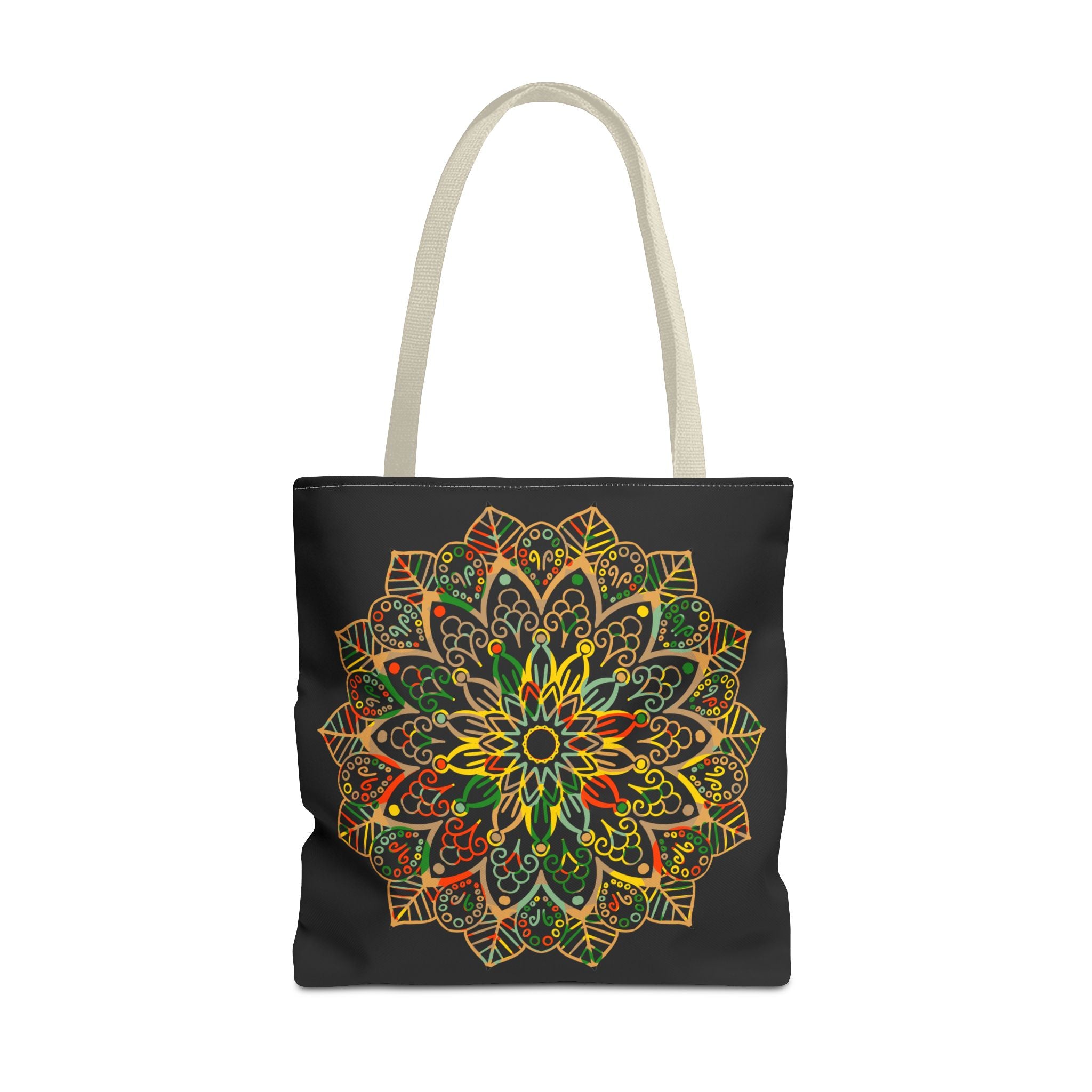 Beautiful and intricate hand-drawn mandala art tote bag, perfect for stylish and practical everyday use