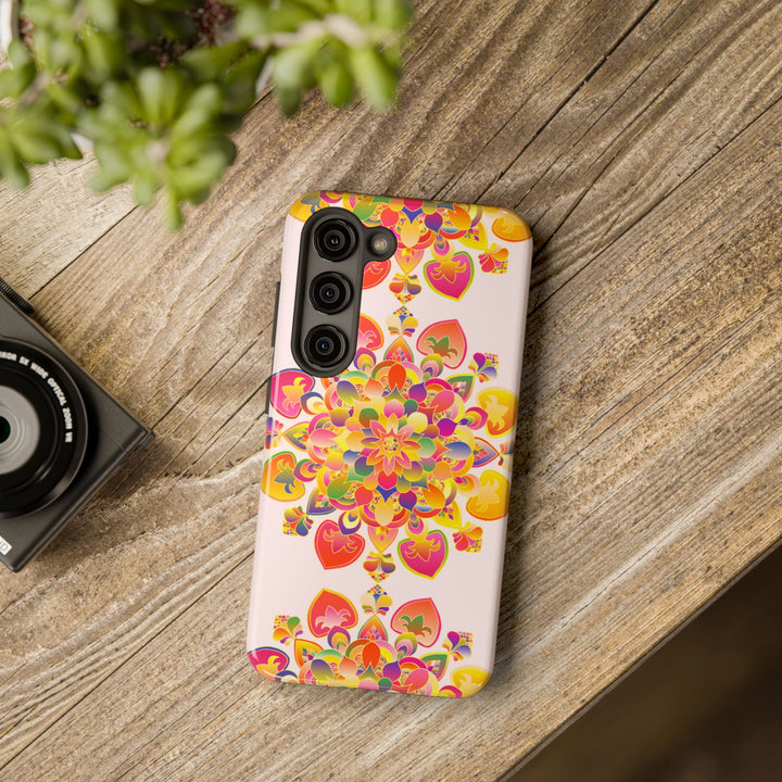 A beautifully intricate hand drawn mandala art phone case with intricate patterns and designs