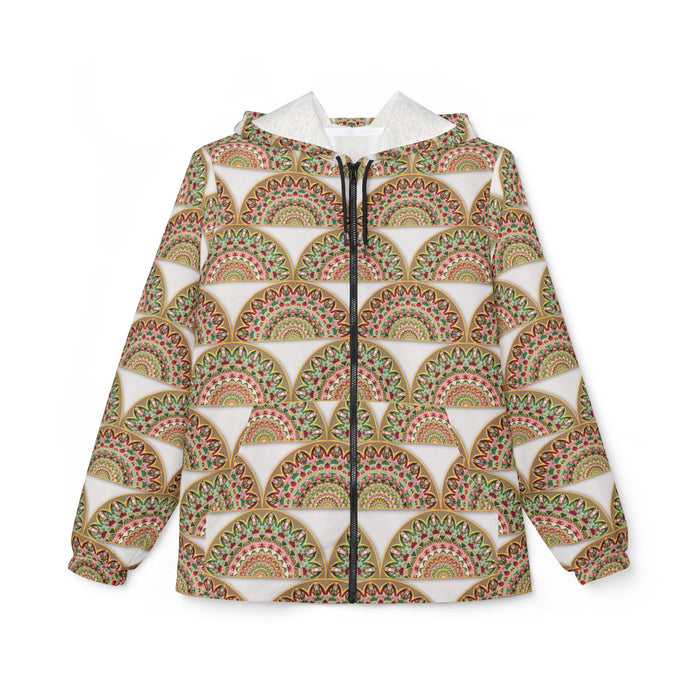 Art Deco Fan Pattern Windbreaker Jacket