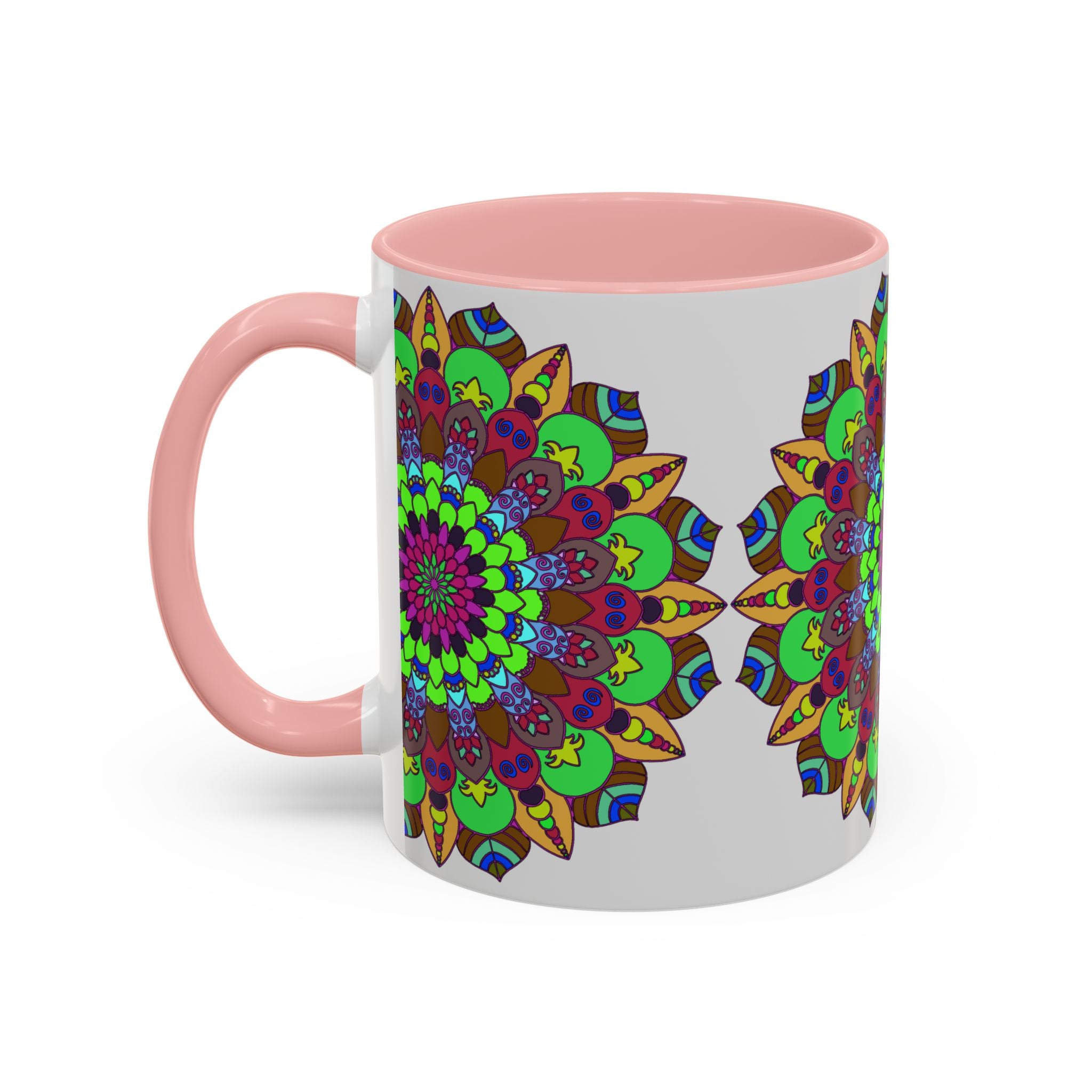 Charming mandala art mug with vibrant and intricate floral design