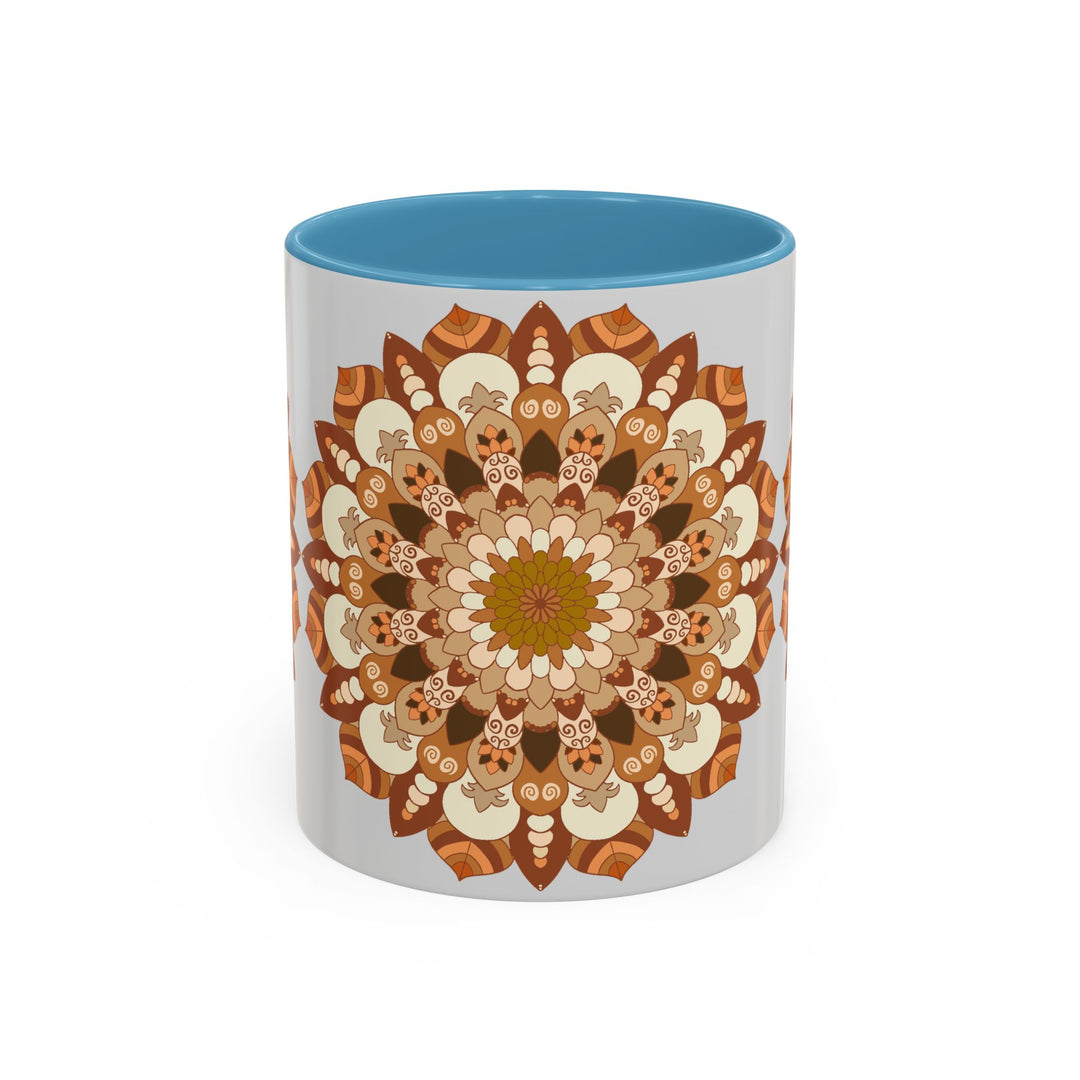 Attractive light grey mandala art mug with intricate and delicate design