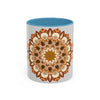 Attractive light grey mandala art mug with intricate and delicate design