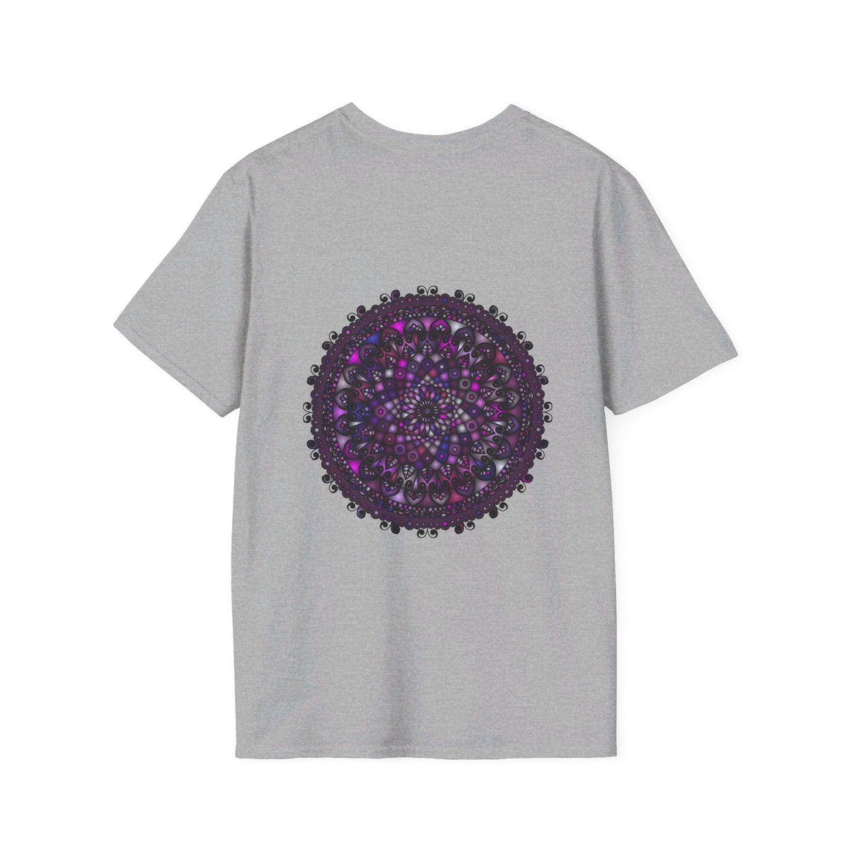 Soft purple Mandala art unisex t-shirt with intricate hand-drawn design