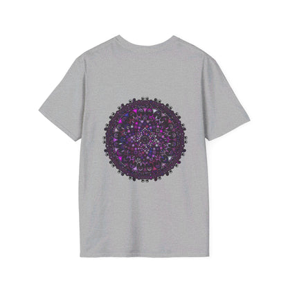 Soft purple Mandala art unisex t-shirt with intricate hand-drawn design