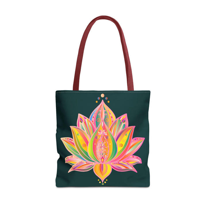 Colorful and intricate Mandala Lotus Tote Bag with beautiful floral designs