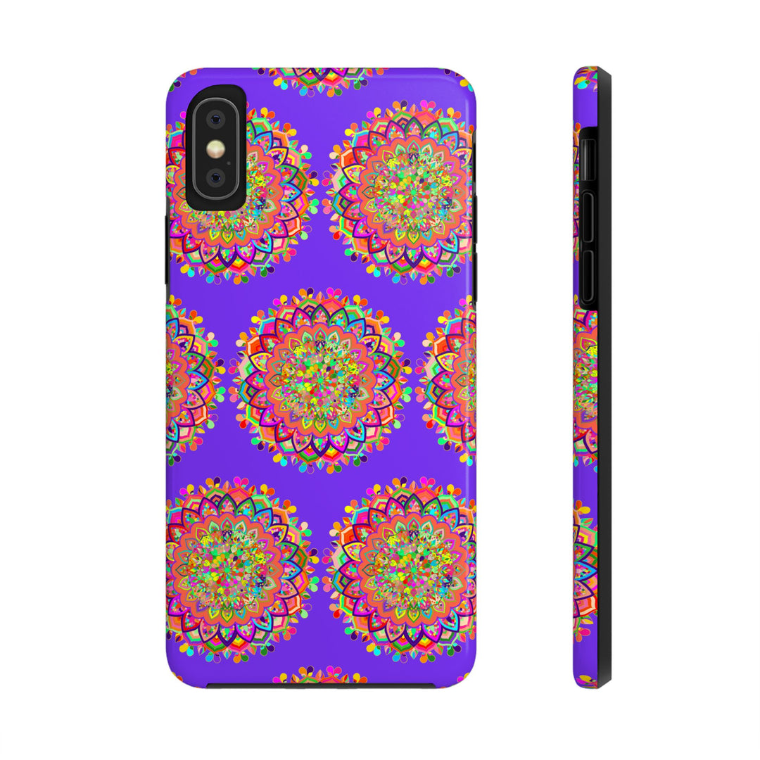 Hand-drawn small purple mandala art phone case designed for iPhone X and XS