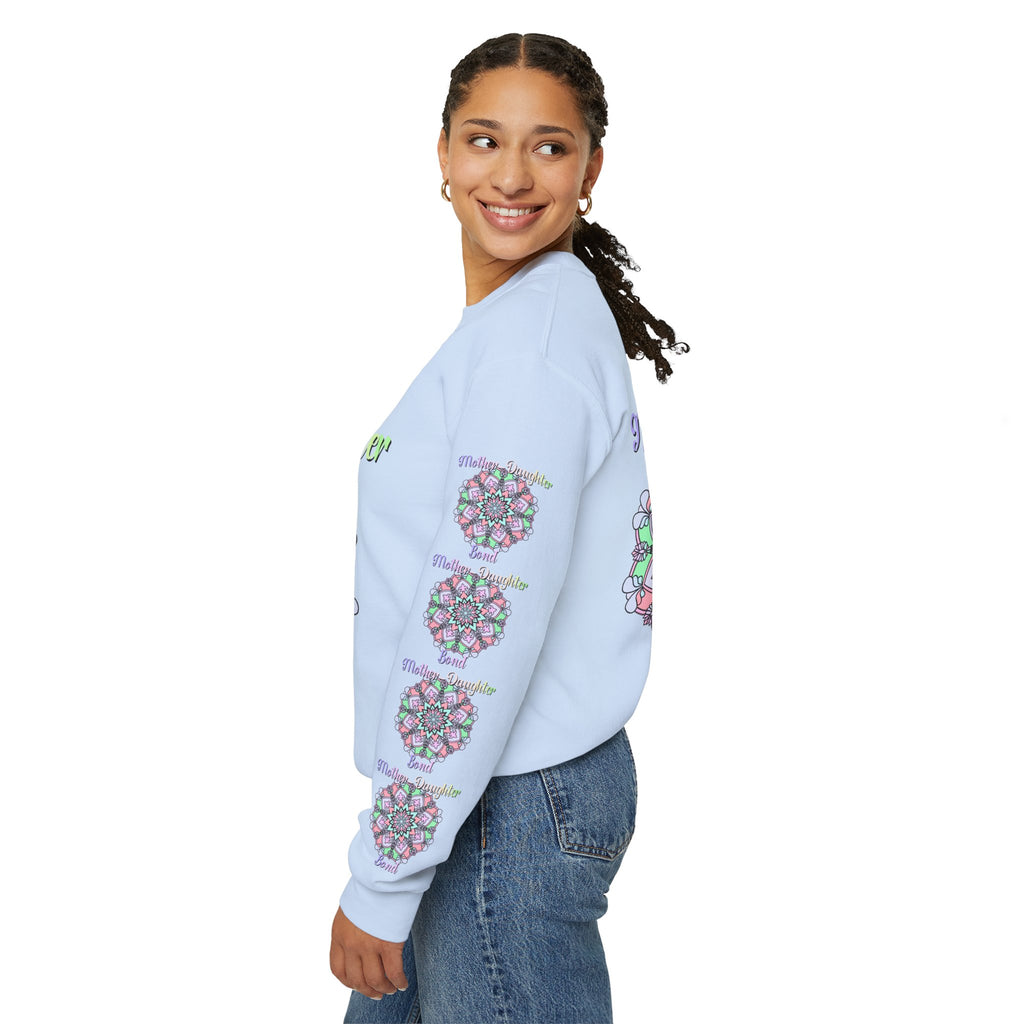 Felpa Girocollo Legame Madre-Figlia — Regalo di Famiglia Mandala Floreale
