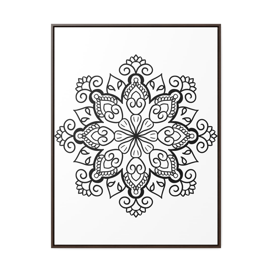 Mandala Handmade Art - Black & White Wall Art - Gallery Canvas Wraps, Vertical Frame 16