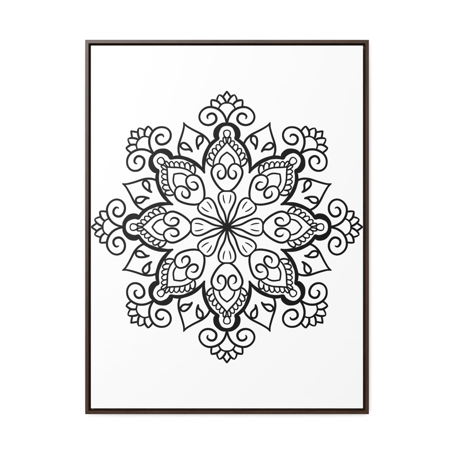 Mandala Handmade Art - Black & White Wall Art - Gallery Canvas Wraps, Vertical Frame 16