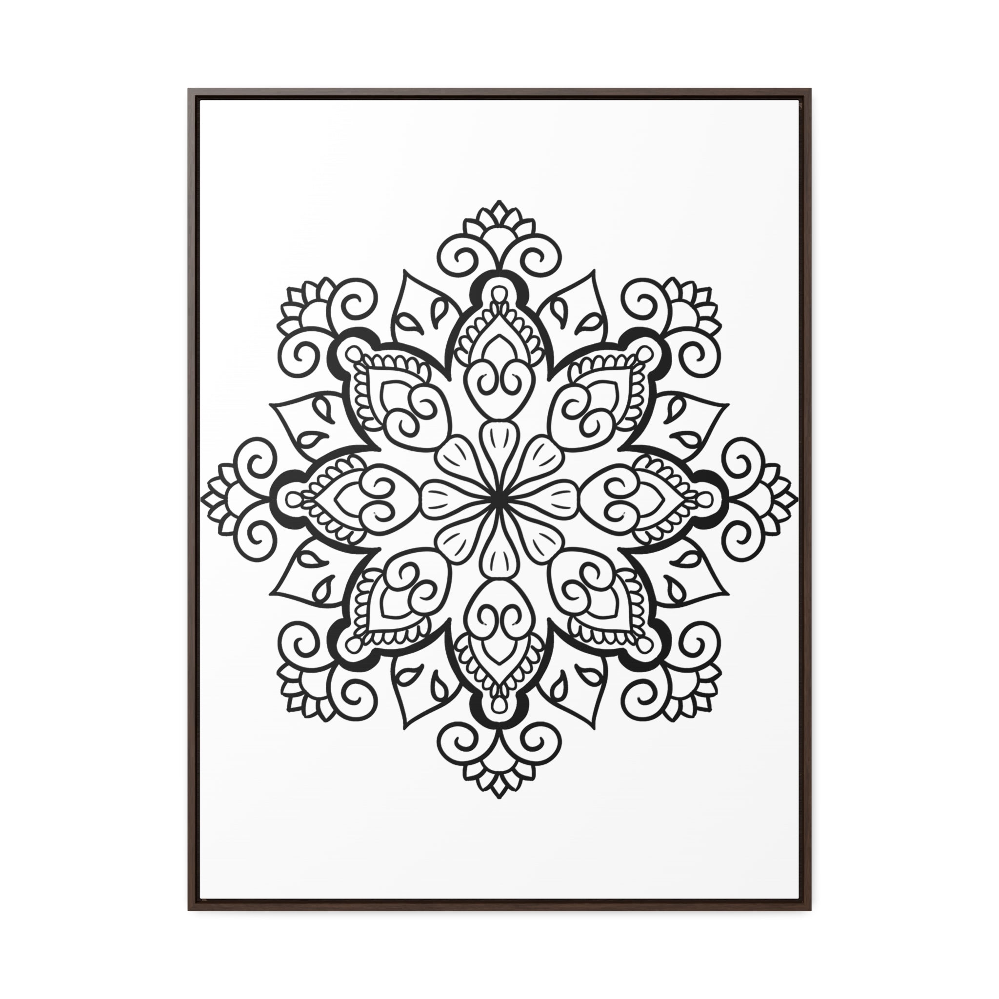 Mandala Handmade Art - Black & White Wall Art - Gallery Canvas Wraps, Vertical Frame 16