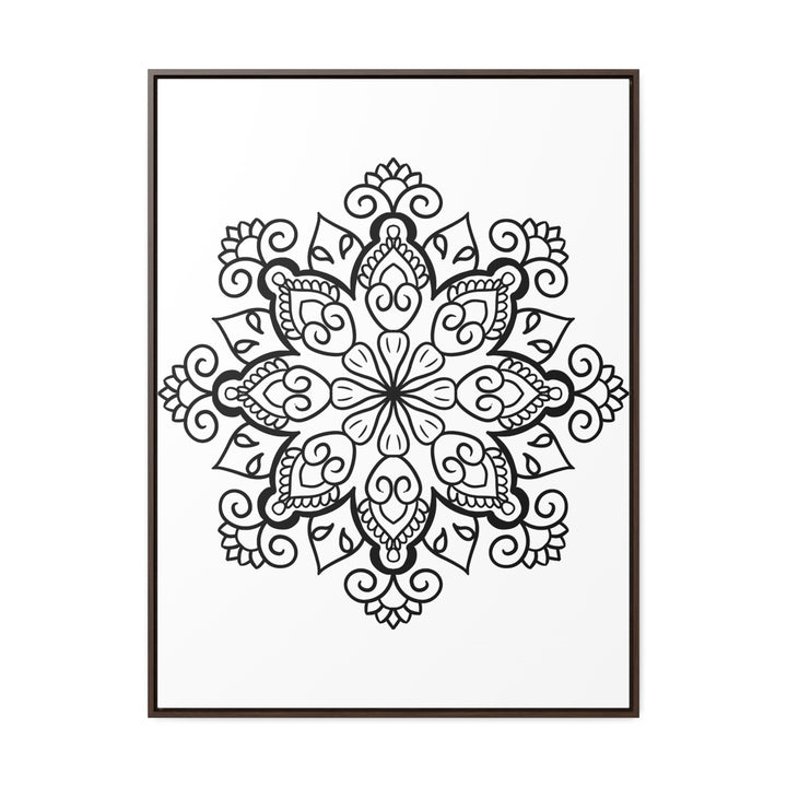 Mandala Handmade Art - Black & White Wall Art - Gallery Canvas Wraps, Vertical Frame 16