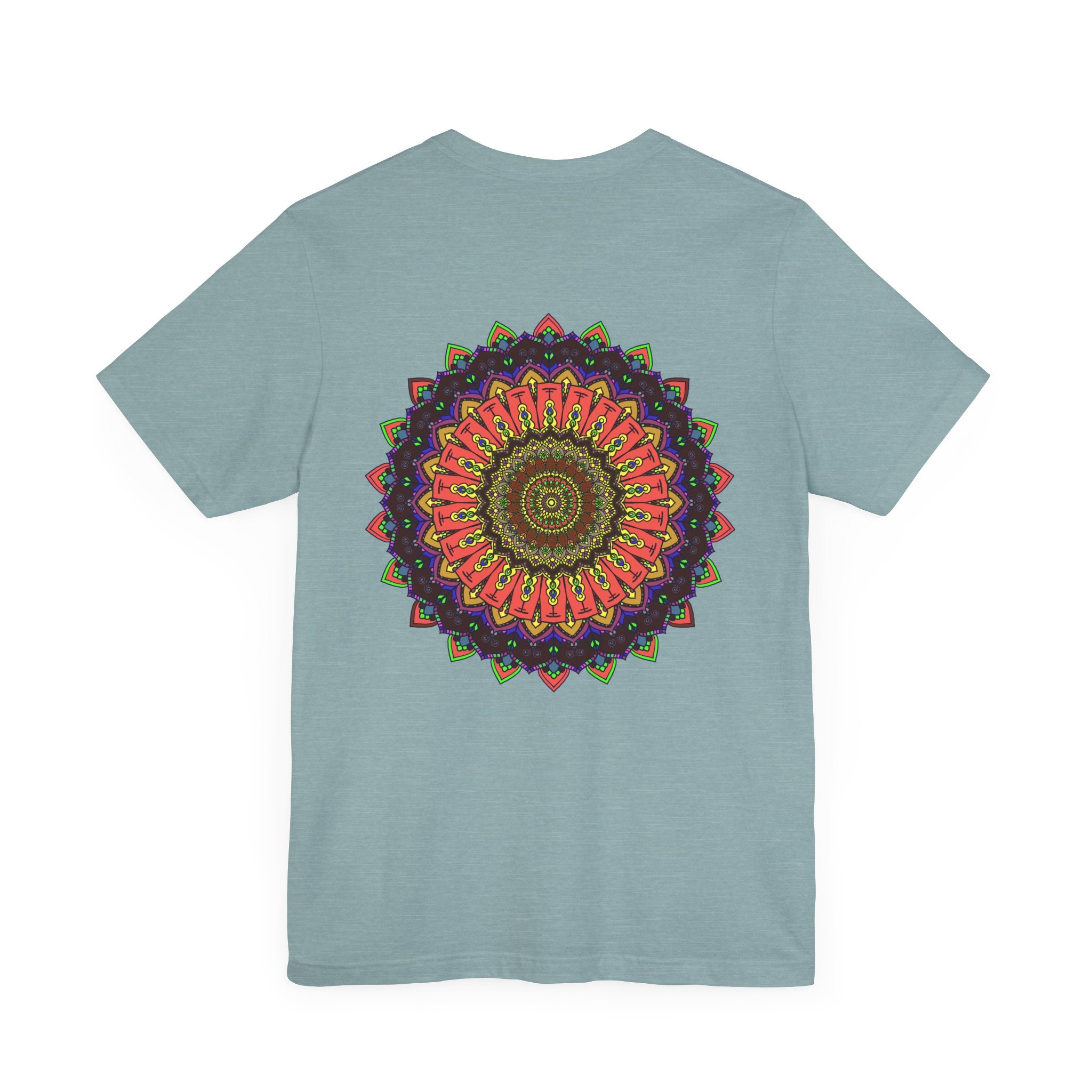 Fashionable tee with mandala pattern for promoting spiritual unity and peace