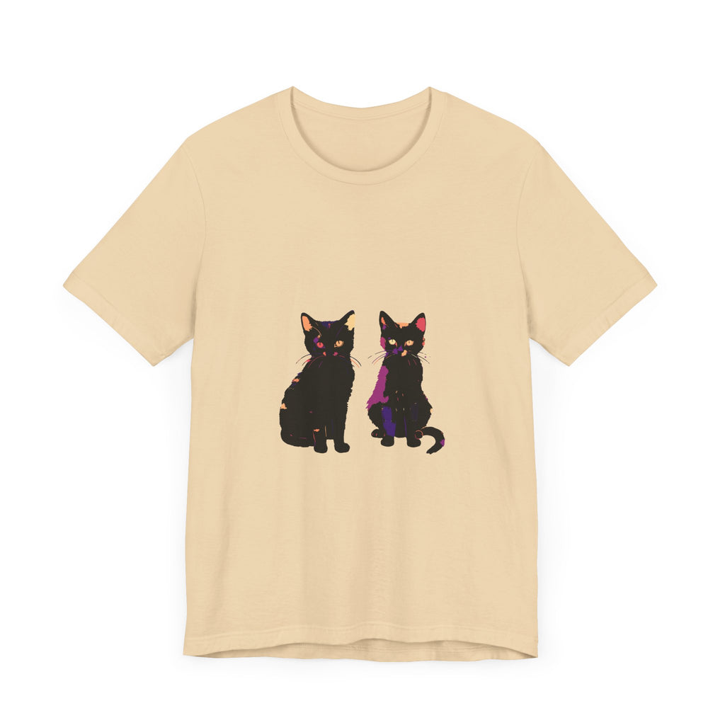 A stylish and vibrant Black Cat Mystery T-Shirt featuring an elegant and colorful design