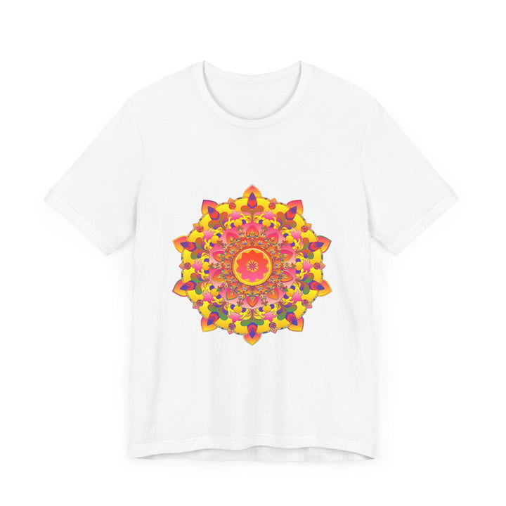 Vibrant mandala tee with intricate kaleidoscope design and spiritual symbolism