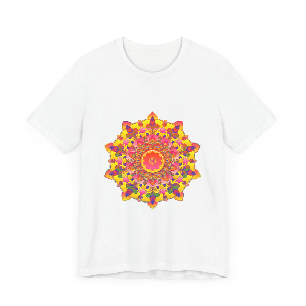 Vibrant mandala tee with intricate kaleidoscope design and spiritual symbolism