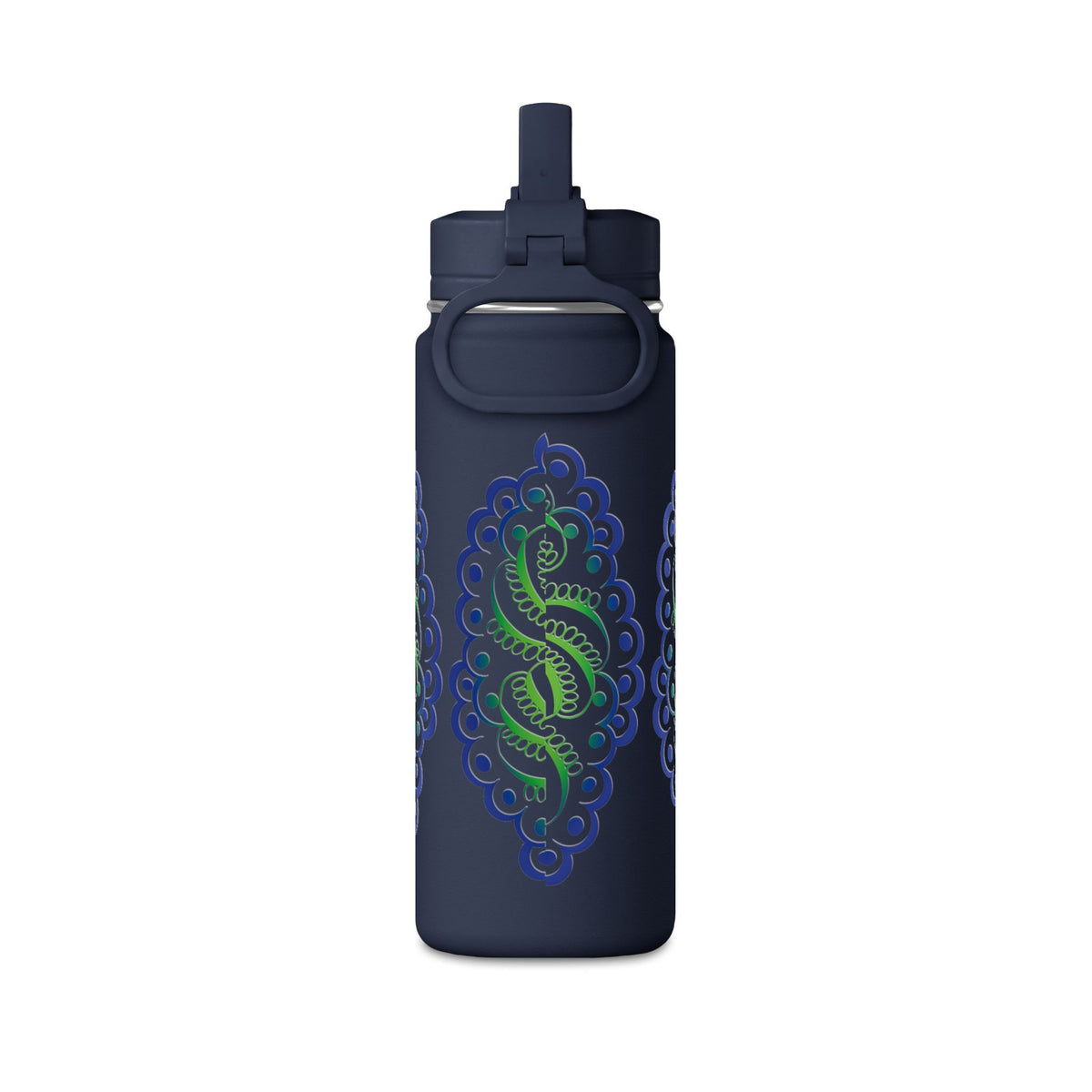 20oz Floral Mandala Water Bottle — Rainbow Lotus Reusable Straw Bottle