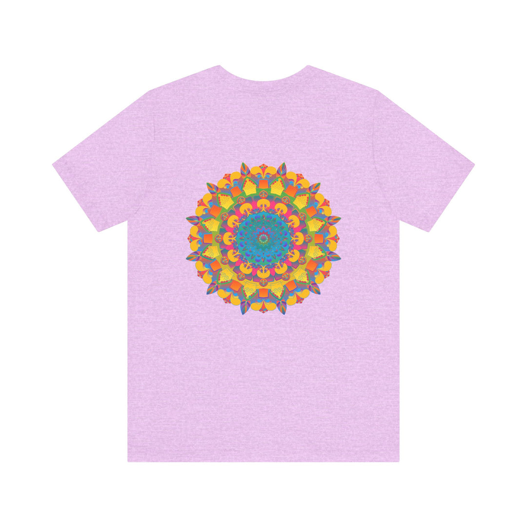 A beautiful, colorful mandala design t-shirt promoting peace and harmony