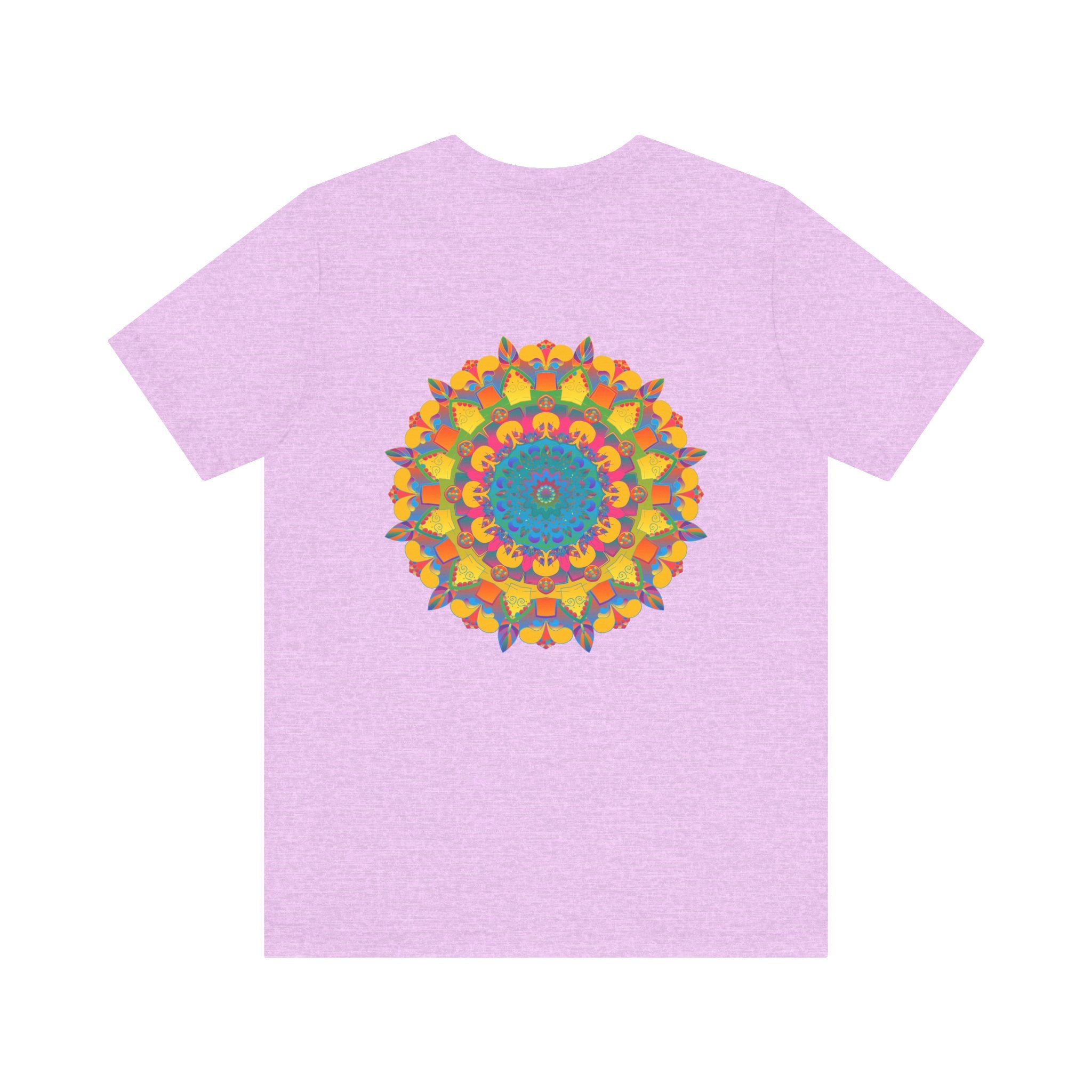 A beautiful, colorful mandala design t-shirt promoting peace and harmony